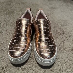 Metallic Croc-Embossed Slip-On Sneakers
